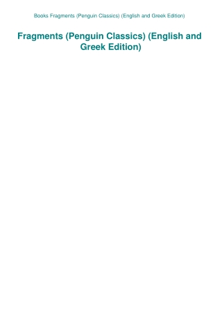 Books  Fragments (Penguin Classics) (English and Greek Edition)