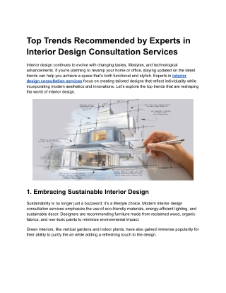 Top Trends Recommended by Experts in Interior Design Consultation Services