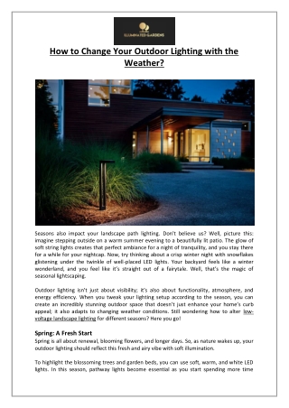 How to Change Your Outdoor Lighting with the Weather