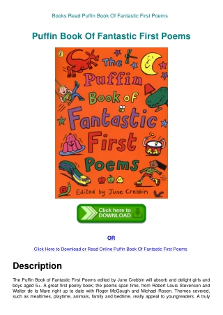 Books Read Puffin Book Of Fantastic First Poems