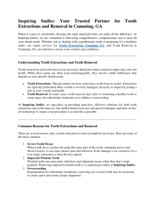 Inspiring Smiles Your Trusted Partner for Tooth Extractions and Removal in Cumming, GA