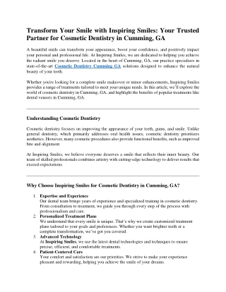 Transform Your Smile with Inspiring Smiles: Your Trusted Partner for Cosmetic De