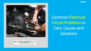 Common Electrical Circuit Problems in Cars Causes and Solutions