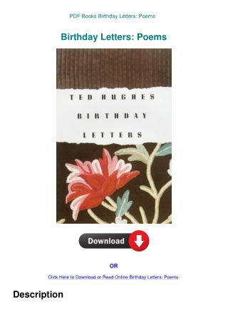 PDF Books Birthday Letters Poems