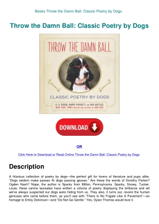 Books  Throw the Damn Ball Classic Poetry by Dogs