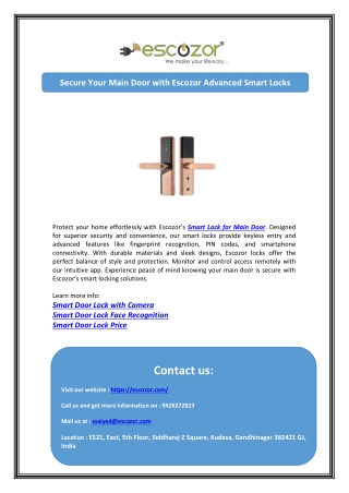 Escozor Smart Door Locks Affordable Prices Premium Security