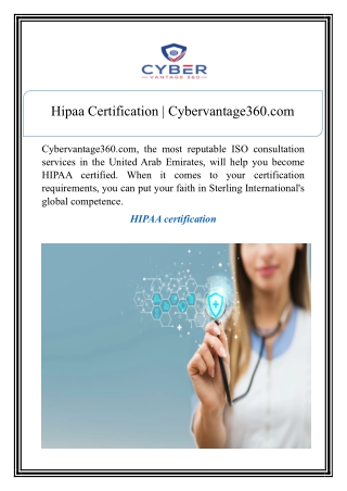 Hipaa Certification | Cybervantage360.com
