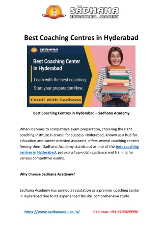 Best Coaching Centres in Hyderabad