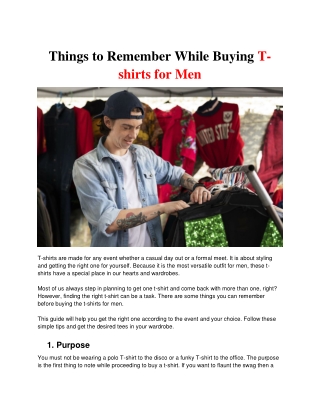 Things to Remember While Buying T-shirt For Men
