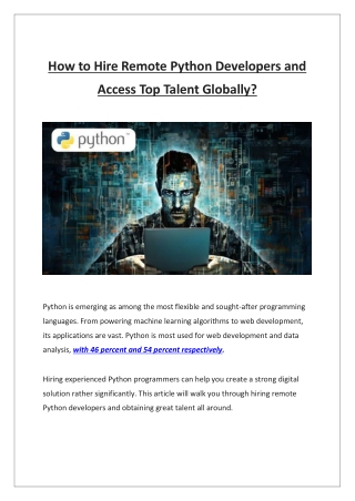 How to Hire Remote Python Developers and Access Top Talent Globally