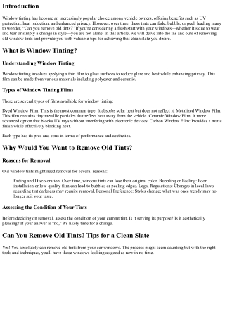 “Can You Remove Old Tints? Tips for a Clean Slate”
