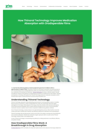 How Thinoral Technology Improves Medication Absorption with Orodispersible Films
