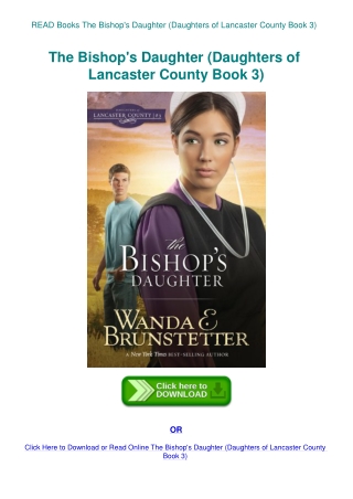 READ Books The Bishop's Daughter (Daughters of Lancaster County Book 3)