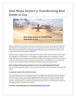 How Mopa Airport is Transforming Real Estate in Goa