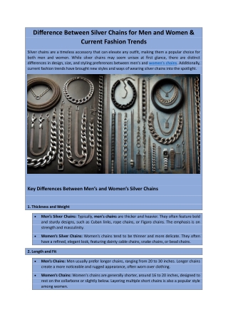 Difference Between Silver Chains for Men and Women & Current Fashion Trends