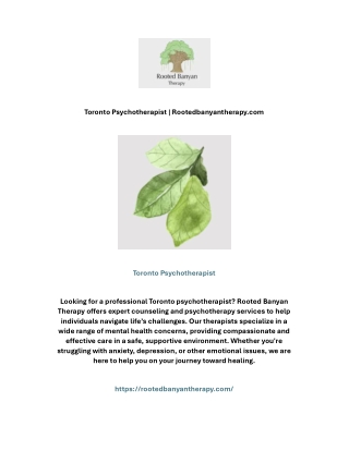 Toronto Psychotherapist | Rootedbanyantherapy.com