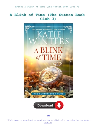 eBooks A Blink of Time (The Sutton Book Club 3)