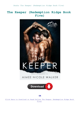 Books The Keeper (Redemption Ridge Book Five)