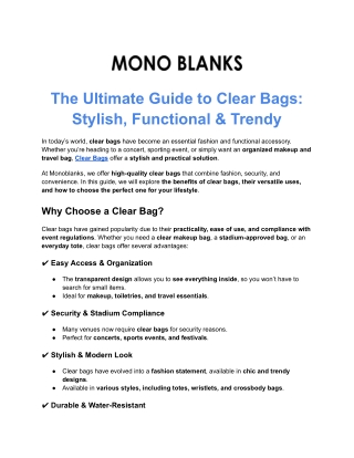 The Ultimate Guide to Clear Bags_ Stylish, Functional & Trendy