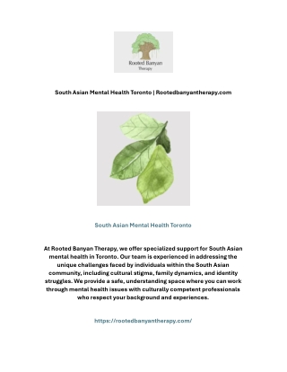 South Asian Mental Health Toronto | Rootedbanyantherapy.com