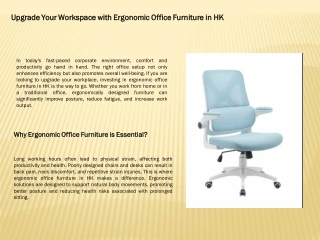 Upgrade Your Workspace with Ergonomic Office Furniture in HK