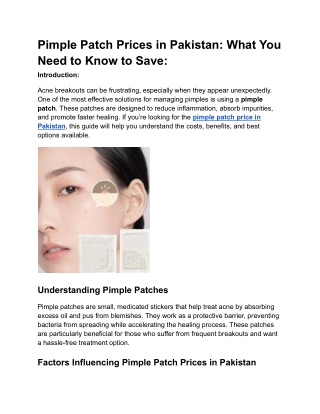 Pimple Patch Prices in Pakistan What You Need to Know to Save