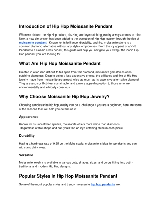 Hip Hop Style Moissanite Pendant – Ultimate Guide | Millennium Jewelry