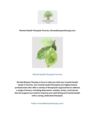 Mental Health Therapist Toronto | Rootedbanyantherapy.com