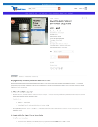RIVOTRIL DROPS PRICE Buy Rivotril 2mg Online in USA - allmedistore.com