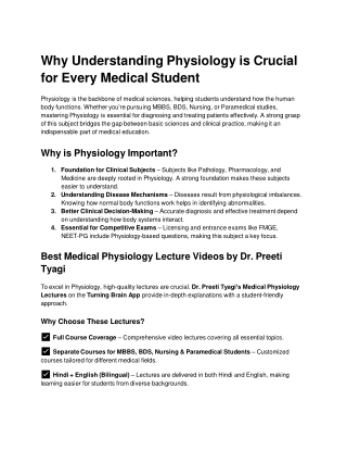 Why Understanding Physiology is Crucial for Every Medical Student