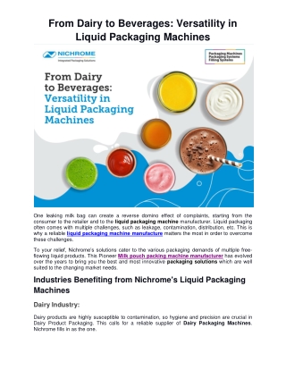 From Dairy to Beverages- Versatility in Liquid Packaging Machines.