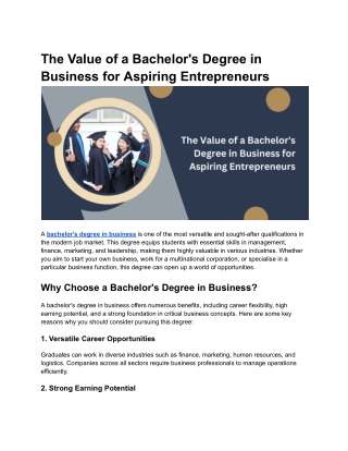 The Value of a Bachelor's Degree in Business for Aspiring Entrepreneurs