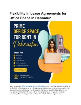 Flexibility in Lease Agreements for Office Spaces in Dehradun