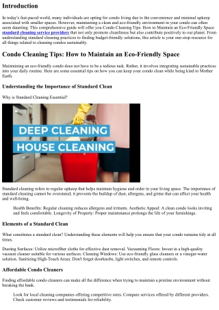 Condo Cleaning Tips: How to Maintain an Eco-Friendly Space