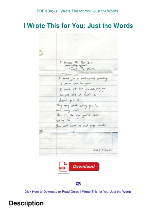 PDF eBooks I Wrote This for You Just the Words