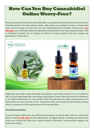 How Can You Buy Cannabidiol Online Worry-Free?