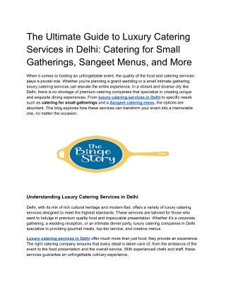 The Ultimate Guide to Luxury Catering Services in Delhi_ Catering for Small Gatherings, Sangeet Menus, and More