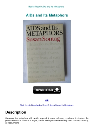 Books Read AIDs and Its Metaphors