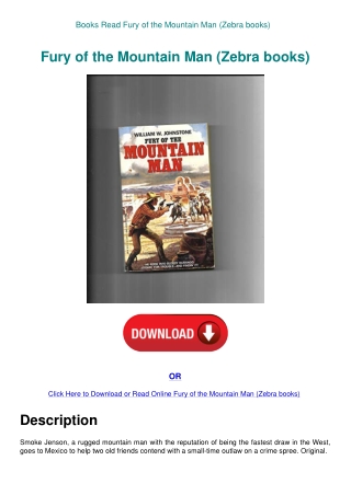 Books Read Fury of the Mountain Man (Zebra books)