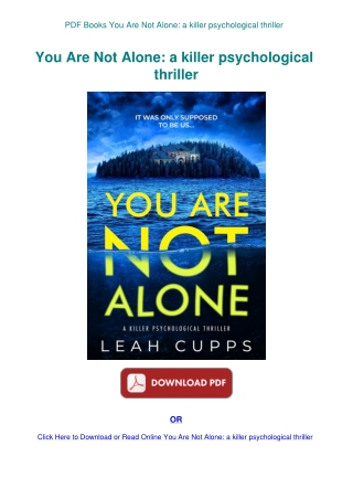 PDF Books You Are Not Alone a killer psychological thriller
