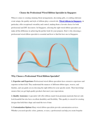 Choose the Professional Wired Ribbon Specialist in Singapore