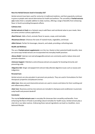 How Are Herbal Extracts Used in Everyday Life