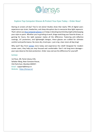 Explore Top Computer Glasses & Protect Your Eyes Today – Order Now!