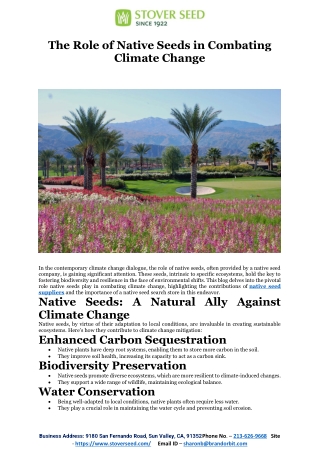 The Role of Native Seeds in Combating Climate Change