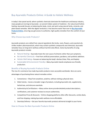 Buy Ayurvedic Products Online