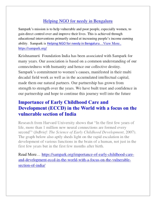 Helping NGO for needy in Bengaluru