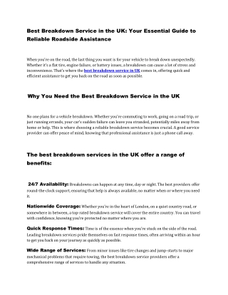best breakdown service in UK