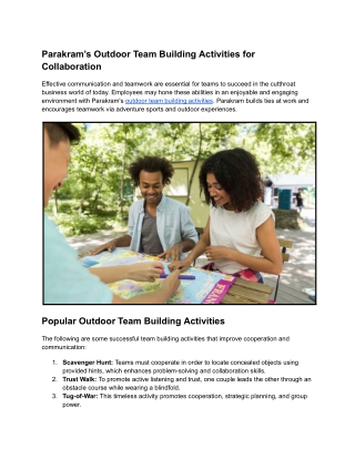 Parakram’s Outdoor Team Building Activities for Collaboration