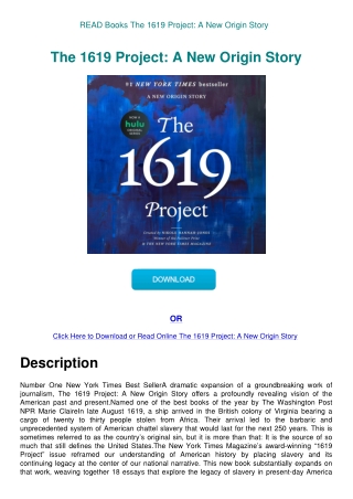 READ Books The 1619 Project A New Origin Story