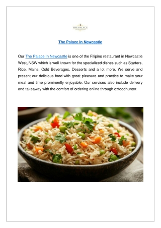 The Palace In Newcastle Restaurant Menu- Order online now